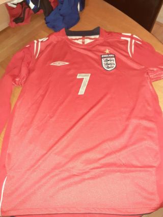 Rare England Football Shirt Large 7beckham Long Sleeved