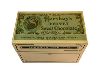 Vintage Victorian Look Hershey’s Sweet Chocolate Tin Recipe Box Kitchen Antique
