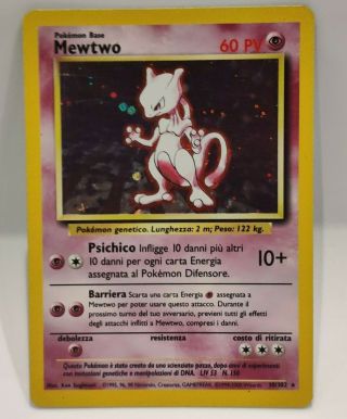 Mewtwo 10/102 - Italian - Holo Rare Base Set Unlimited Pokemon Card - Gd