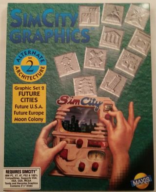 Rare Vintage 1990 Simcity Graphics Future Cities Add - On For Ibm On 3.  5 Disks Cib
