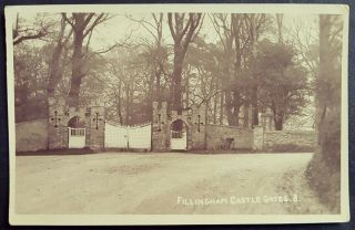 Rare Real Photo Postcard Bicycle By Fillingham Castle Gates Fillingham Lincoln