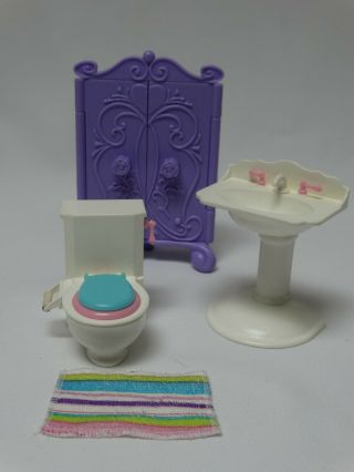 1996 Mattel Doll Furniture For Kelly Potty Training Sink Toilet Cabinet 0027xa