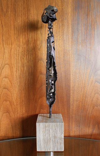 Brutalist Abstract Max Kreg 15” Metal Art Sculpture Mid Century Modern Style