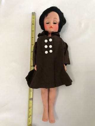 Vintage Unbranded Doll 13 Inch Hard Plastic Sleepy Eyes Long Hair V On Back