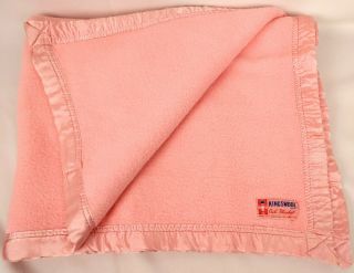 Vintage Baby Blanket Pink W/ Satin Trim Edge 36 X 45 Cotton Kingswool Canada