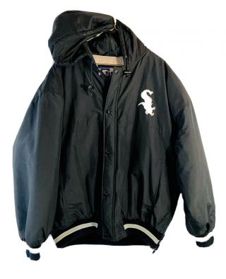 Vintage Chicago White Sox Starter Jacket Insulated Coat Full Zip Black Xl Rare