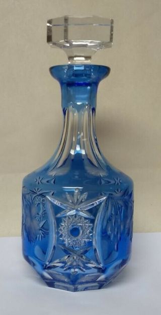 Rare Nachtmann Bleikristall Decanter Blue Aqua “traube” Pattern 1940 - 60