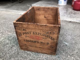 Vintage Dupont High Explosives Wooden Box Loggers 2 Joint Crate Dovetailed 1953