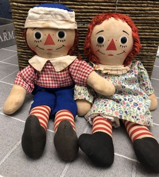 Vintage 20 " The Raggedy Ann And Andy Dolls Knickerbocker,  1970 