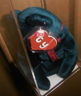Rare Authenticated Ty 2nd Gen Face Jade Teddy Beanie Baby