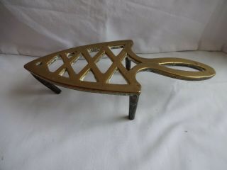 Antique Solid Brass Trivet For A Smoothing Iron Length 9.  5 "