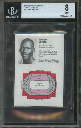 1984 - 85 Chicago Bulls Pocket Schedule Michael Jordan Star Rookie Bgs 8 Rare