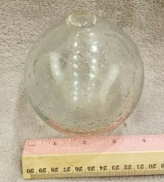 Clear Hand Blown Glass Fishing Float 4 " Diameter Ball Buoy Marker Bubbles Vintag