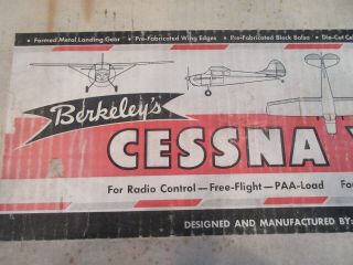 Vintage Rare Berkeley Cessna 170 balsa scale flying model kit 72 