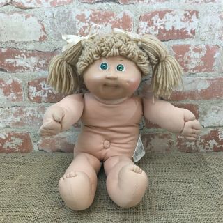 Vintage Cabbage Patch Doll 1978,  1982 Blonde Hair Green Eyes Pigtails