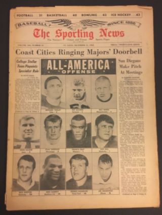 1965 Sporting News College Football All Americans Grabowski Anderson Green Bay