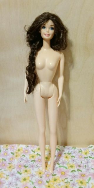 Vintage 1978 Nude Brown Haired 11 1/2 " Barbie Doll With Earrings
