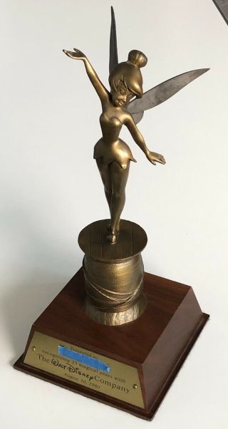 Disney Tinkerbell 25 Years Of Service Cast Member Bronze Award Statue 1980 Rare