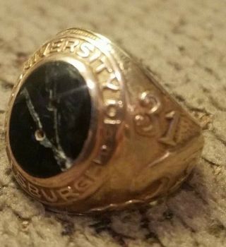 Rare Antique 1931 Pittsburgh University 10k Gold Class Ring Lgb Black Onyx 11 Gm