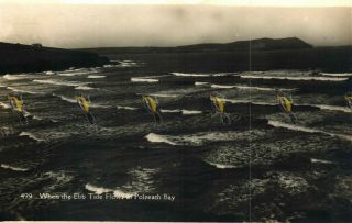 When The Ebb Tide Flows Polzeath Bay,  Cornwall,  Rare Maycock Postcard,  1932