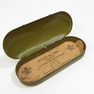 Vintage Willson Metal Goggle Case Style No.  N86 Drab Green Usa Made Pat.  1918