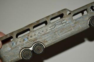 Vintage Aged Worn Greyhound Bus Tootsietoy Toy Metal Car Rare Missing Wheel 7 "