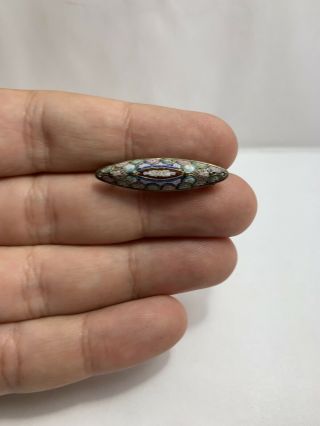 Antique 800 Silver Micro Mosaic Brooch Pin