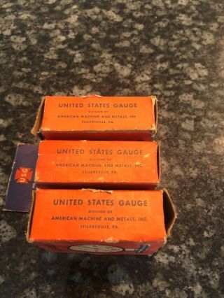 3 RARE 1940 ' S ERA STEAM PUNK STATIONARY BRASS US GAUGE CO 3000 PSI WITH BOXES 6