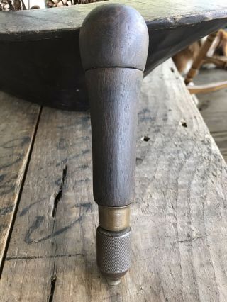 Antique Multi Bit Screwdriver Hollow Handle Wood 5 Bits