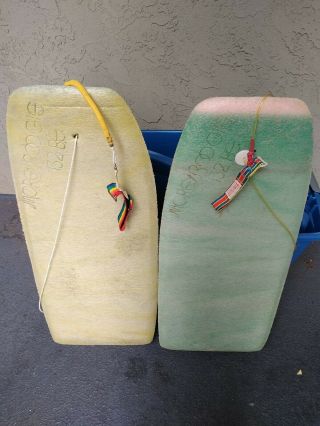 (2) Vtg Rare 80s Morey Boogie 132 Bodyboard Board Mach Body Surf Leash