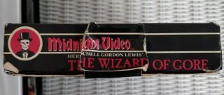The Wizard Of Gore VHS Midnight Video H.  G.  Lewis Horror Big Box Rare 3