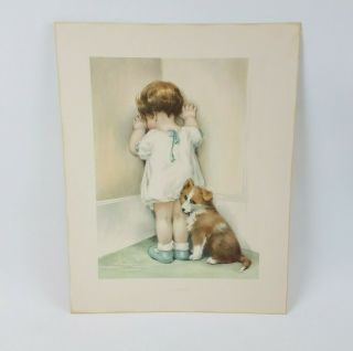 Vintage Bessie Pease Gutmann Set 2 Prints In Disgrace & Chums Kids with dogs 2