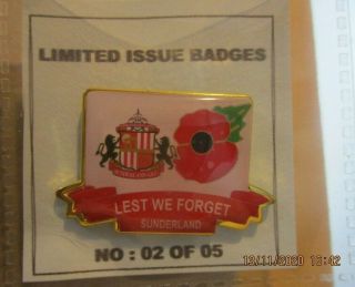 Sunderland Limited Edition Ultra Rare Coloured Poppy Badge