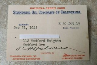 1945 Collectors Vtg Paper Credit Card Standard Oil Company Of Ca