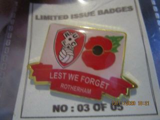 Rotherham Limited Edition Ultra Rare Coloured Poppy Badge