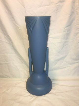 Rare Vintage 1930s Coors Pottery Art Deco Vase,  Roseville Futura Shape,  Blue