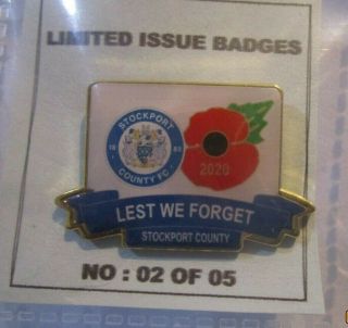 Stockport County Limited Edition Ultra Rare Coloured 2020 Poppy Badge