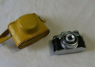 Rare Vintage Mini Film Camera & Yellow Case Crystar Adorable Miniature Spy Look