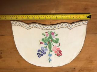 Vintage Hand Embroidered Cream Linen Tea Cosy Cover - Flowers
