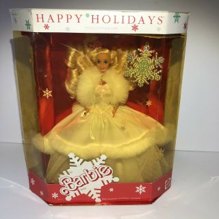 Special Edition 1989 Happy Holidays Barbie Doll With Snowflake Ornament 3523