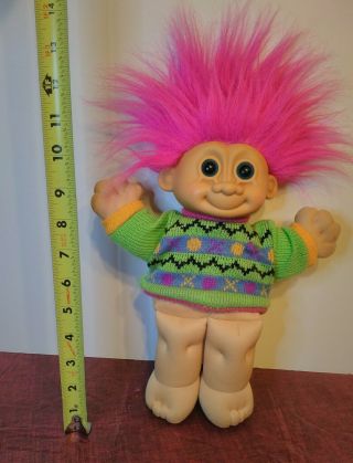 Vintage Russ Trolls Plush Pink Hair Green Sweater No Pants Cabbage Patch style 2