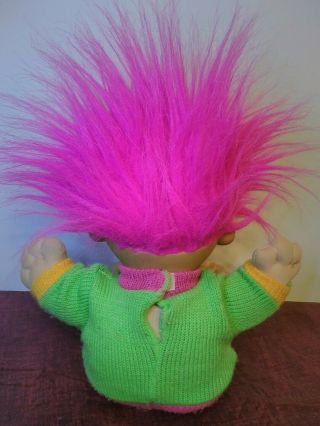 Vintage Russ Trolls Plush Pink Hair Green Sweater No Pants Cabbage Patch style 3
