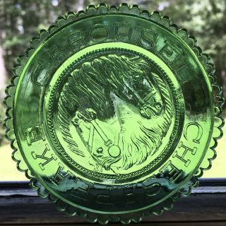 Chesapeake Carousel Horse Chase Vtg Pairpoint Glass Cup Plate American Folk Art