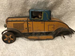 Louis Marx Mar Tin Wind Up Toy Coupe Racing Car Balloon Tires Rare 1930s