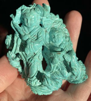 A Very Rare 19th Century Chinese Carved Turquoise Stone Figure