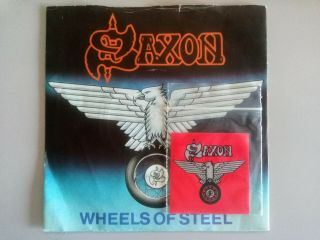 Saxon - Wheels Of Steel 7 " With Rare Red Patch (uk 1980 Carrere Car 143)