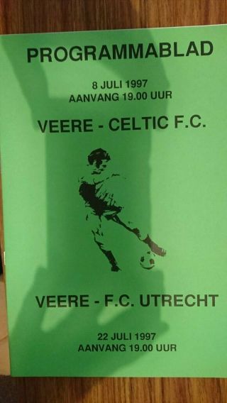 Rare Veere V Celtic & Fc Utrecht 8th & 22nd July 1997 Programme