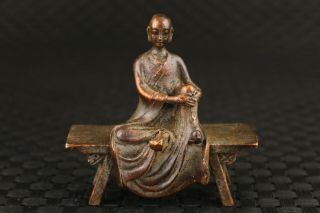 Chinese Old Bronze Hand Casting Buddha Xuanzang Statue Figure Art