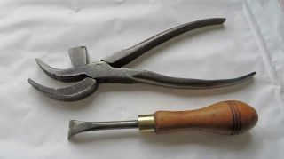 Antique Leatherworking Cobblers Pliers No4 Size by George BARNSLEY & Tack Lifter 3