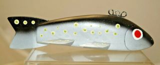 2000s Brad Lange 6 " Wood Folk Art Trout Fish Spearing Decoy Ice Fishing Lure 1